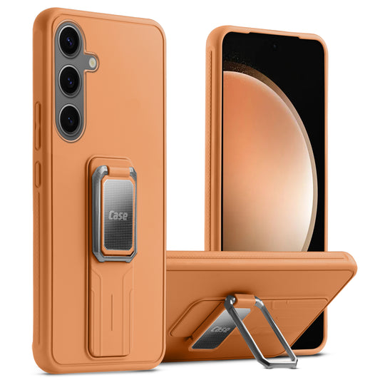 Premium Silicone Case with Metal Kickstand and Camera Protection Back Cover For Samsung S24 FE 5G