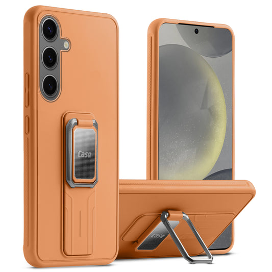Premium Silicone Case with Metal Kickstand and Camera Protection Back Cover For Samsung S24 5G