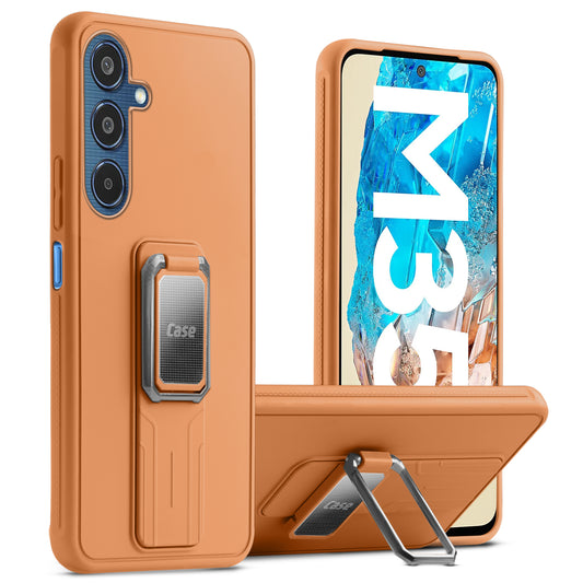 Premium Silicone Case with Metal Kickstand and Camera Protection Back Cover For Samsung M35 5G