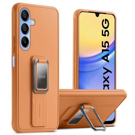 Premium Silicone Case with Metal Kickstand and Camera Protection Back Cover For Samsung A15 5G