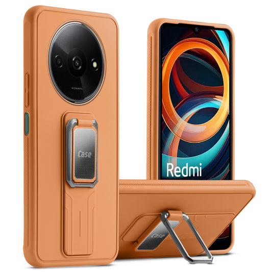 Premium Silicone Case with Metal Kickstand and Camera Protection Back Cover For Redmi A3 2024