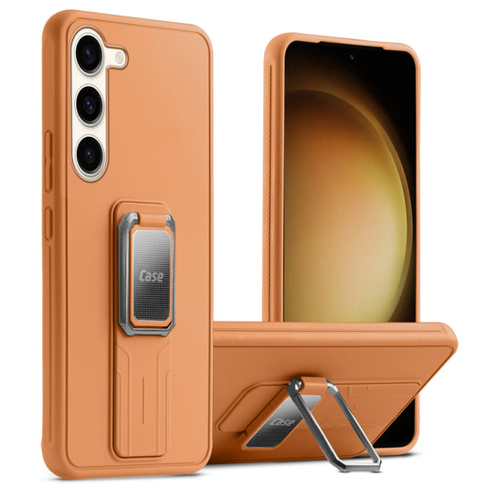 Premium Silicone Case with Metal Kickstand and Camera Protection Back Cover For Samsung S23 5G