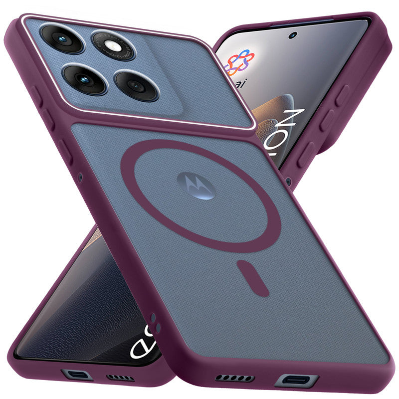 Premium Magnetic Case for Motorola Moto Edge 60 Fusion 5G with Frosted Back, Soft Silicone Edges & Raised Camera Protection