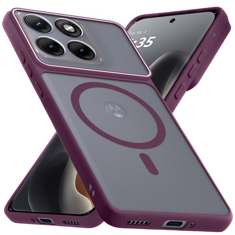 Premium Magnetic Case for Motorola Moto Edge 70 Fusion 5G with Frosted Back, Soft Silicone Edges & Raised Camera Protection