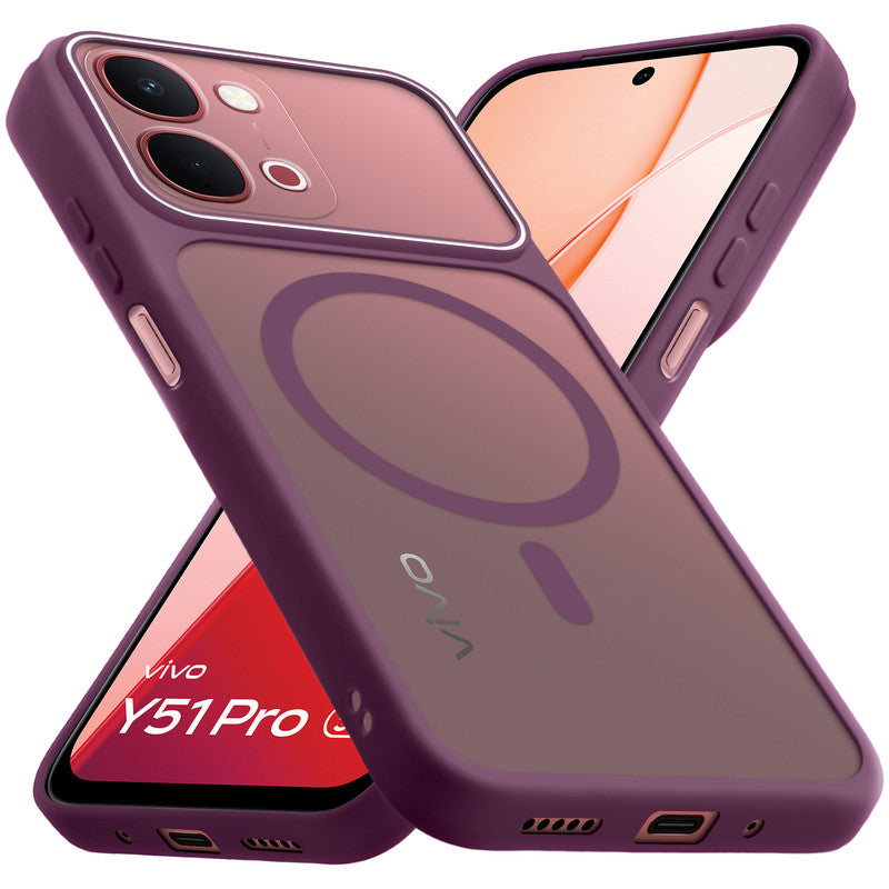 Premium Magnetic Case for Vivo Y51 Pro 5G with Frosted Back, Soft Silicone Edges & Raised Camera Protection