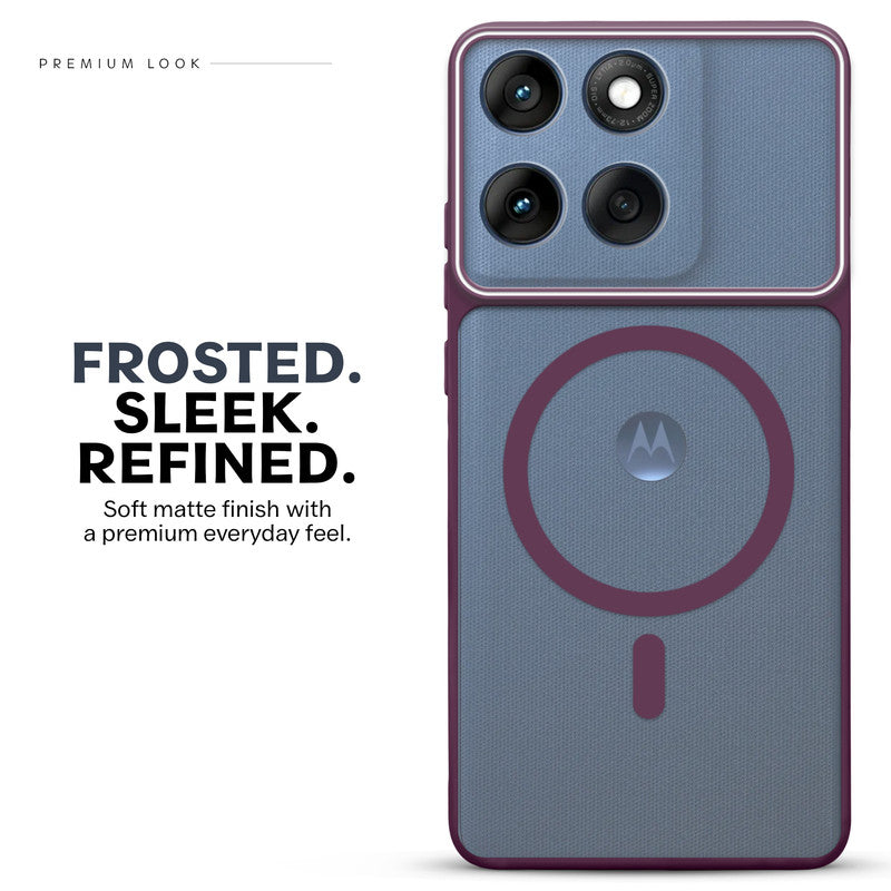 Premium Magnetic Case for Motorola Moto Edge 60 Fusion 5G with Frosted Back, Soft Silicone Edges & Raised Camera Protection