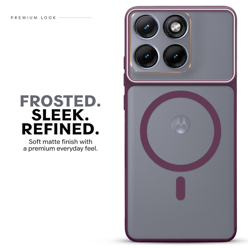 Premium Magnetic Case for Motorola Moto Edge 70 Fusion 5G with Frosted Back, Soft Silicone Edges & Raised Camera Protection