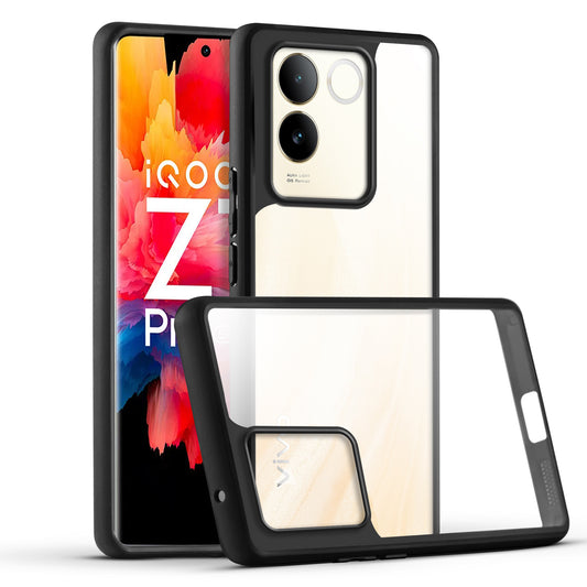 Premium Silicon Soft Framed Case with Clear Back Cover For iQOO Z7 Pro 5G