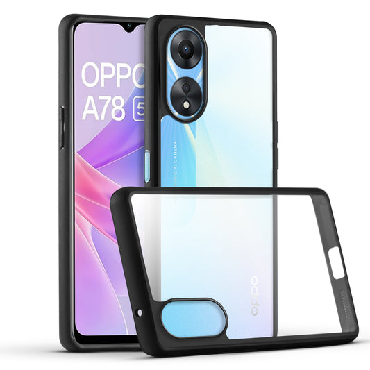 Premium Silicon Soft Framed Case with Clear Back Cover for Oppo A78 5G