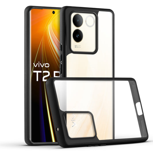 Premium Silicon Soft Framed Case with Clear Back Cover For Vivo T2 Pro 5G