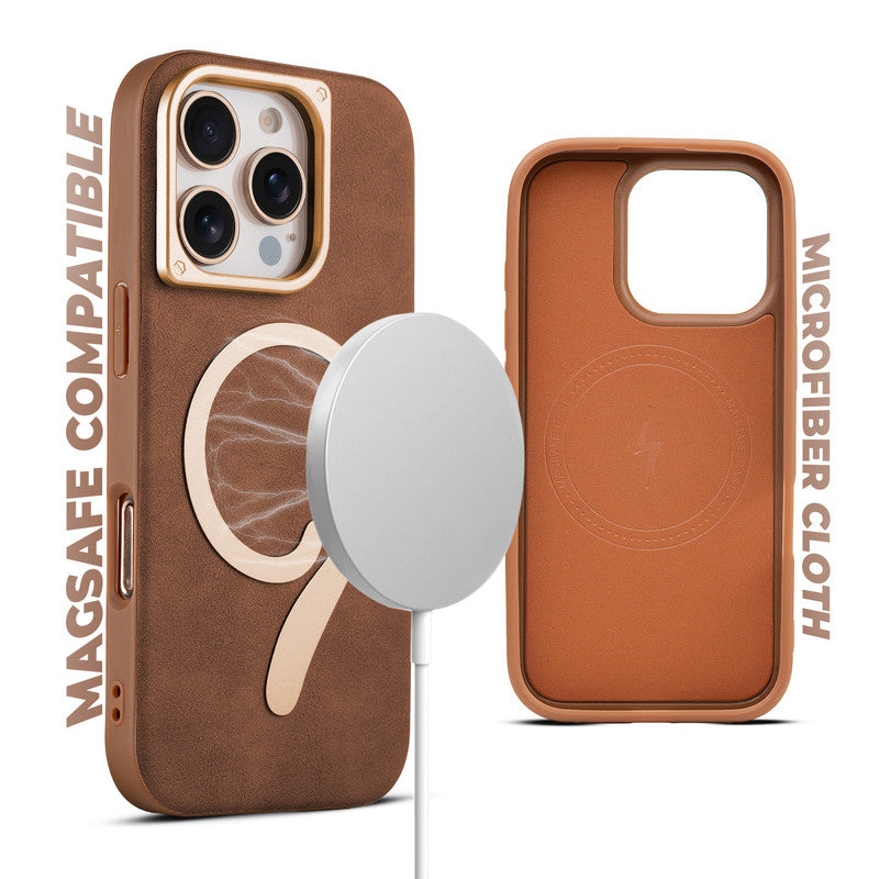 Prime Leather Wireless Charging Compatible Case for Apple iPhone 16 Pro