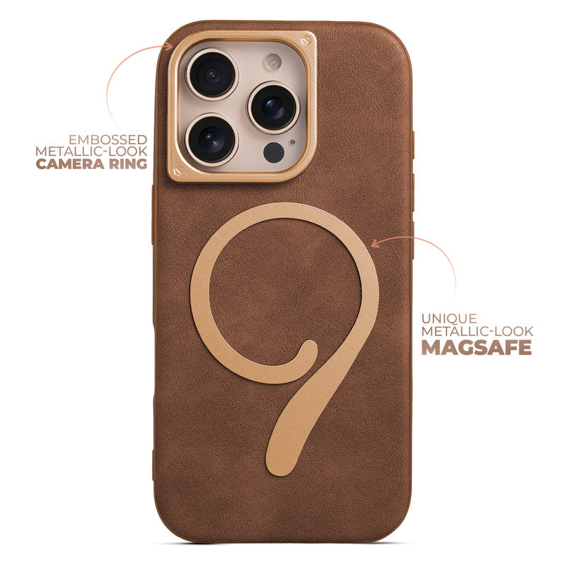 Prime Leather Wireless Charging Compatible Case for Apple iPhone 16 Pro