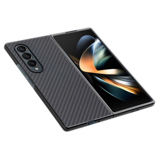 Carbon Fiber TPU Back Cover for Samsung Z Fold 4 with Checkered Printed Designs