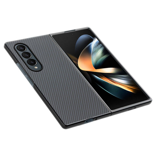 Carbon Fiber TPU Back Cover for Samsung Z Fold 4 with Checkered Printed Designs