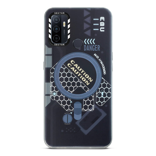 Mechanical Circuit Sector Print Hard Back Cover For Oppo A53 2020