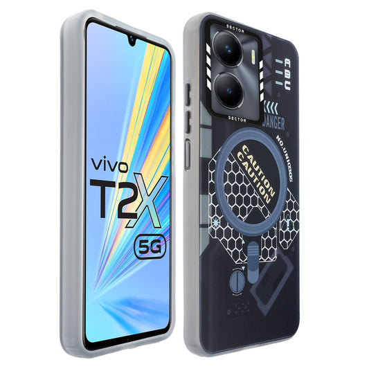 Mechanical Circuit Sector Print Hard Back Cover For Vivo T2x 5G