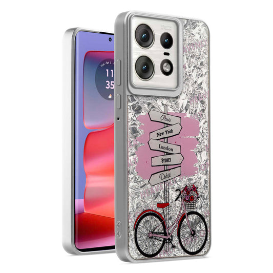 Shiny Foil Design Printed Back Case for Motorola Moto Edge 50 Pro 5G With Soft Edges with Glossy Semi-Hard Back