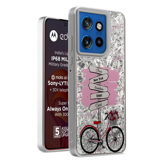 Shiny Foil Design Printed Back Case for Motorola Moto Edge 50 Neo 5G With Soft Edges with Glossy Semi-Hard Back