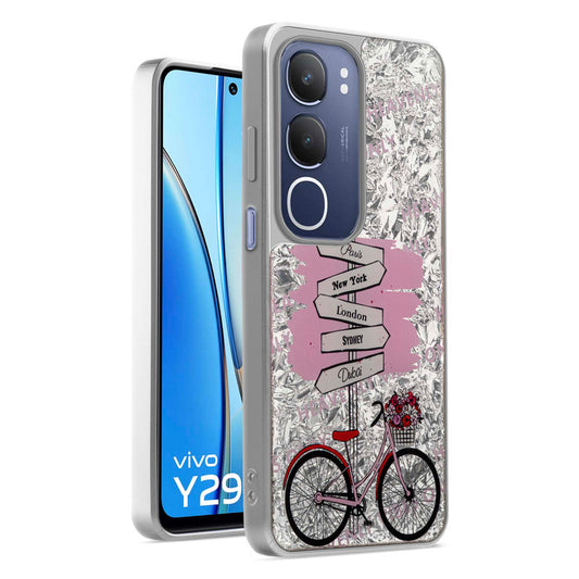 Shiny Foil Design Printed Back Case for Vivo Y29 5G With Soft Edges with Glossy Semi-Hard Back