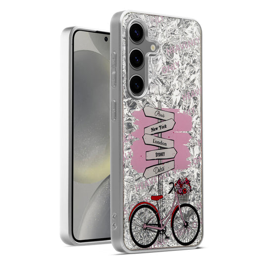 Shiny Foil Design Printed Back Case for Samsung S24 5G With Soft Edges with Glossy Semi-Hard Back