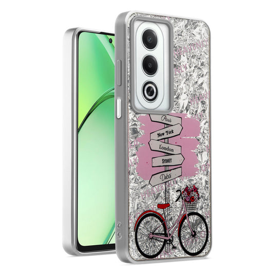 Shiny Foil Design Printed Back Case for Oppo K12x 5G With Soft Edges with Glossy Semi-Hard Back