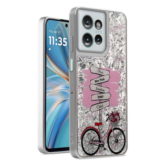 Shining Glossy Gradient Glitter Phone Back Cover Case for Motorola G75 5G