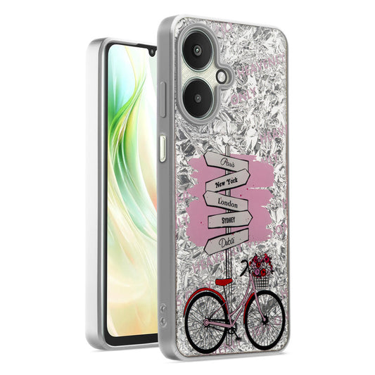 Shiny Foil Design Printed Back Case for Redmi 13C 5G With Soft Edges with Glossy Semi-Hard Back