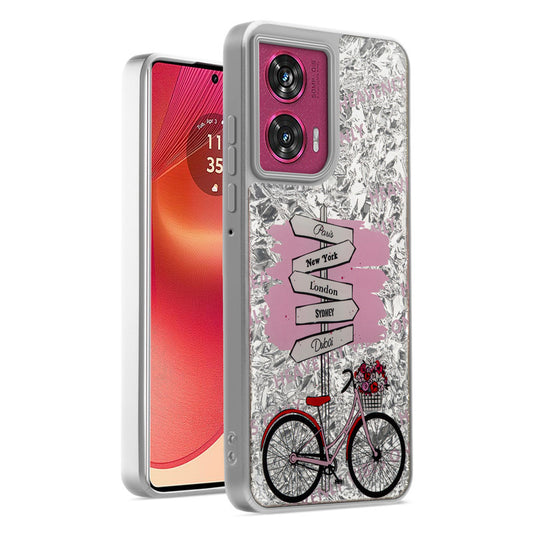 Shiny Foil Design Printed Back Case for Motorola Moto Edge 50 Fusion 5G With Soft Edges with Glossy Semi-Hard Back