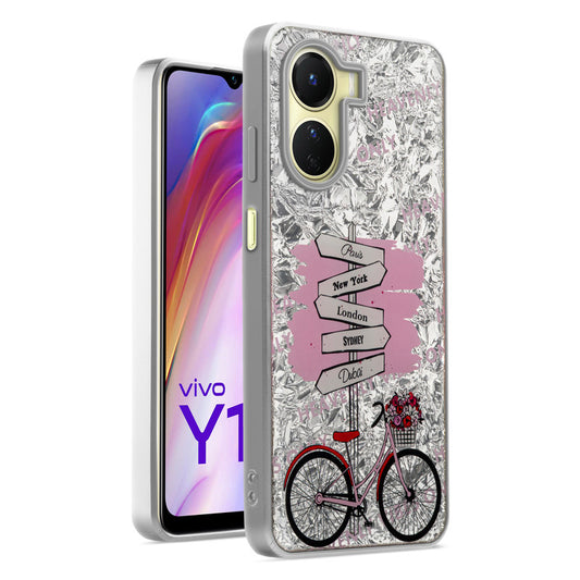 Shiny Foil Design Printed Back Case for Vivo Y16 With Soft Edges with Glossy Semi-Hard Back
