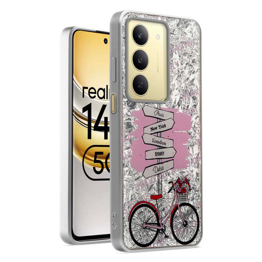 Shiny Foil Design Printed Back Case for Realme 14x 5G With Soft Edges with Glossy Semi-Hard Back