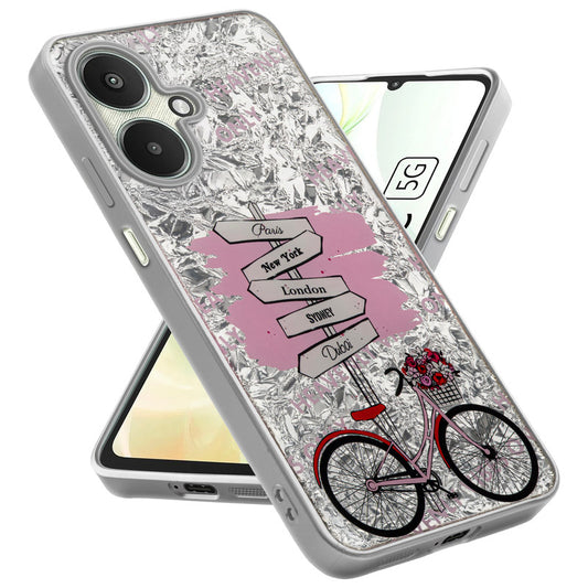 Shiny Foil Design Printed Back Case for Redmi 13C 5G With Soft Edges with Glossy Semi-Hard Back