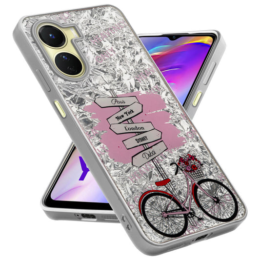 Shiny Foil Design Printed Back Case for Vivo Y16 With Soft Edges with Glossy Semi-Hard Back