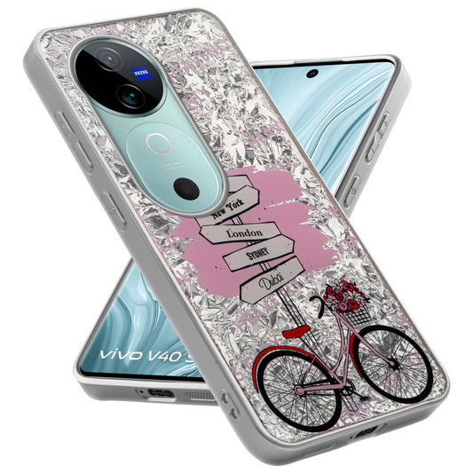Shiny Foil Design Printed Back Case for Vivo V40 5G With Soft Edges with Glossy Semi-Hard Back