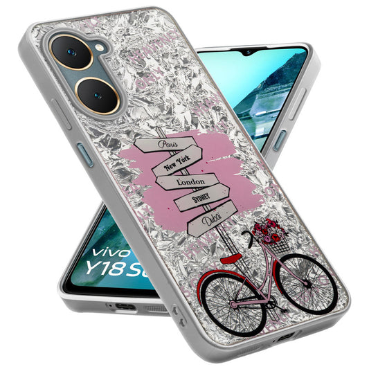 Shiny Foil Design Printed Back Case for Vivo Y18 With Soft Edges with Glossy Semi-Hard Back