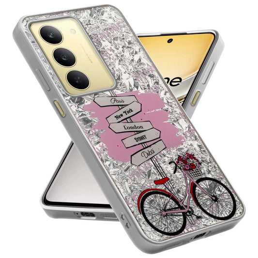 Shiny Foil Design Printed Back Case for Realme 14x 5G With Soft Edges with Glossy Semi-Hard Back