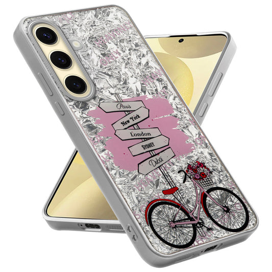 Shiny Foil Design Printed Back Case for Samsung S25 5G With Soft Edges with Glossy Semi-Hard Back