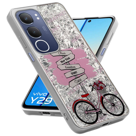 Shiny Foil Design Printed Back Case for Vivo Y29 5G With Soft Edges with Glossy Semi-Hard Back