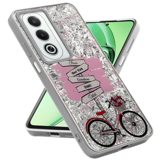 Shiny Foil Design Printed Back Case for Oppo K12x 5G With Soft Edges with Glossy Semi-Hard Back