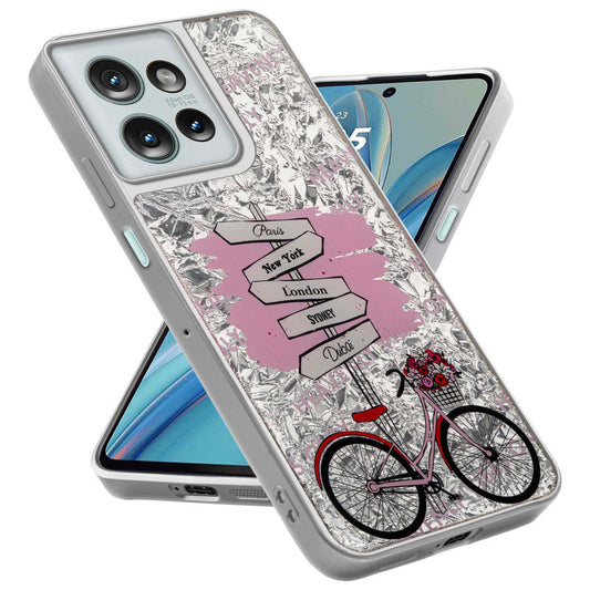 Shining Glossy Gradient Glitter Phone Back Cover Case for Motorola G75 5G