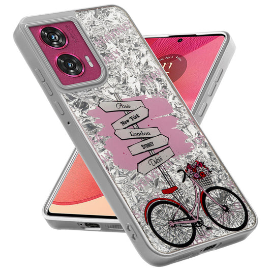 Shiny Foil Design Printed Back Case for Motorola Moto Edge 50 Fusion 5G With Soft Edges with Glossy Semi-Hard Back