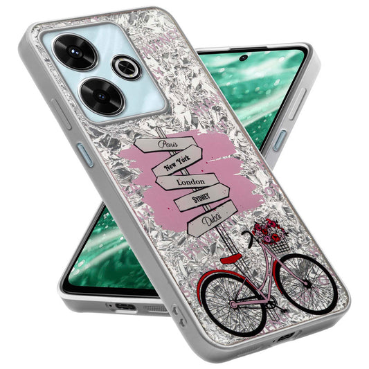 Shiny Foil Design Printed Back Case for Redmi 13 5G With Soft Edges with Glossy Semi-Hard Back