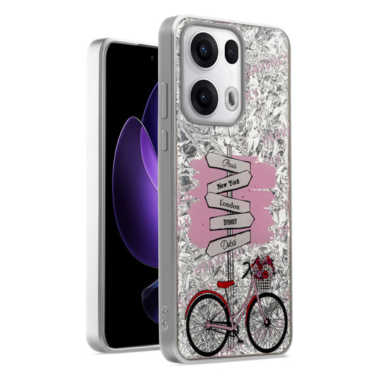 Shiny Foil Design Printed Back Case for Oppo Reno 13 Pro 5G With Soft Edges with Glossy Semi-Hard Back