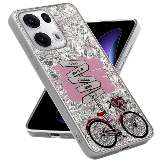 Shiny Foil Design Printed Back Case for Oppo Reno 13 Pro 5G With Soft Edges with Glossy Semi-Hard Back