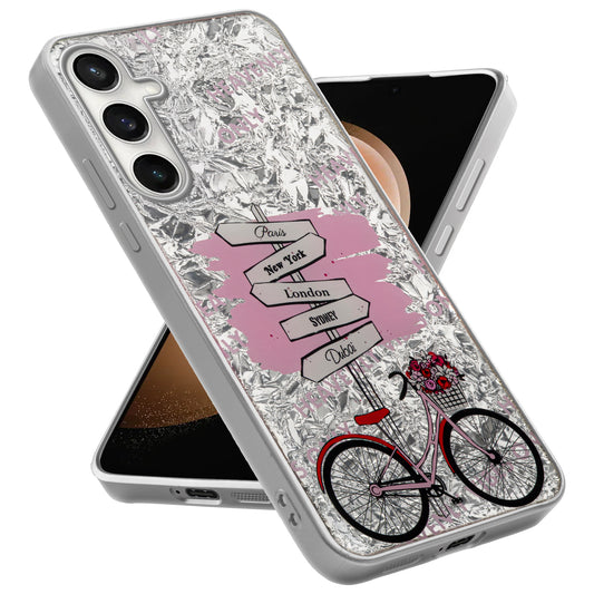 Shiny Foil Design Printed Back Case for Samsung S23 FE 5G With Soft Edges with Glossy Semi-Hard Back