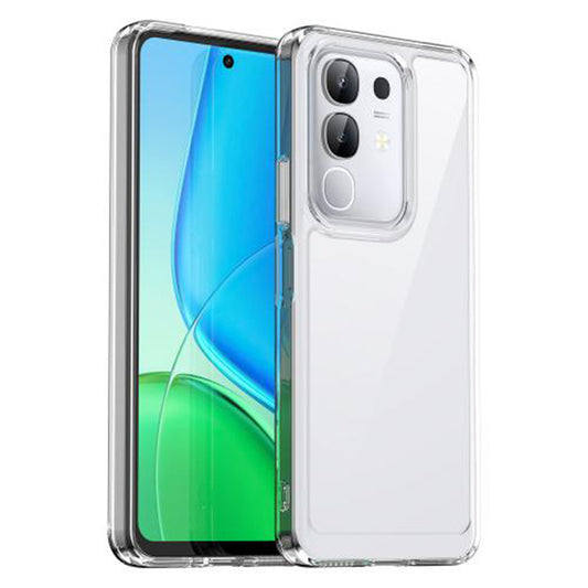 Minimalist Transparent Hard Case For iQOO Z10x 5G with Silver Button Detailing & Camera Protection Edges
