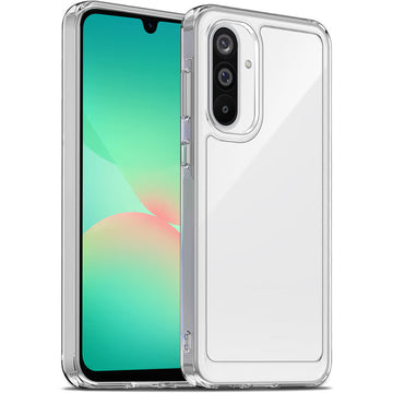 Minimalist Transparent Hard Case For Samsung A26 5G with Silver Button Detailing & Camera Protection Edges