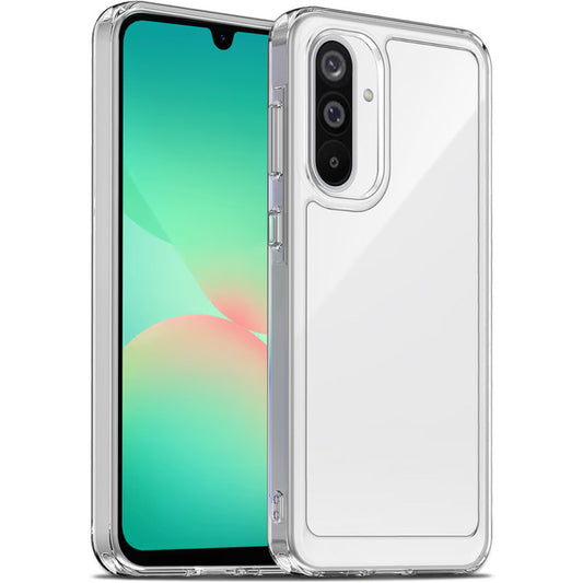 Minimalist Transparent Hard Case For Samsung A26 5G with Silver Button Detailing & Camera Protection Edges