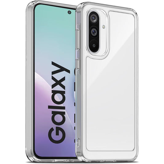 Minimalist Transparent Hard Case For Samsung M56 5G with Silver Button Detailing & Camera Protection Edges