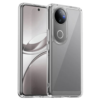 Minimalist Transparent Hard Case For Vivo V50 5G with Silver Button Detailing & Camera Protection Edges
