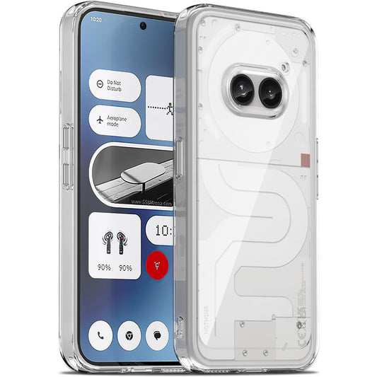 Minimalist Transparent Hard Case For Nothing Phone 2A with Silver Button Detailing & Camera Protection Edges